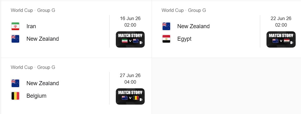 تقویم کامل بازیهای نیوزلند ۲۰۲۶